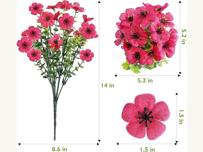 14 Bundle Fuchsia Artificial Outdoor Plants UV Resistant Garden Porch Decor image number 1
