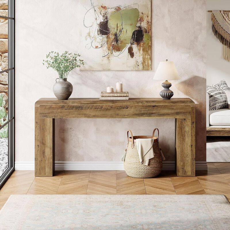 Tribesigns Country Rustic Wood Console Table image number 1