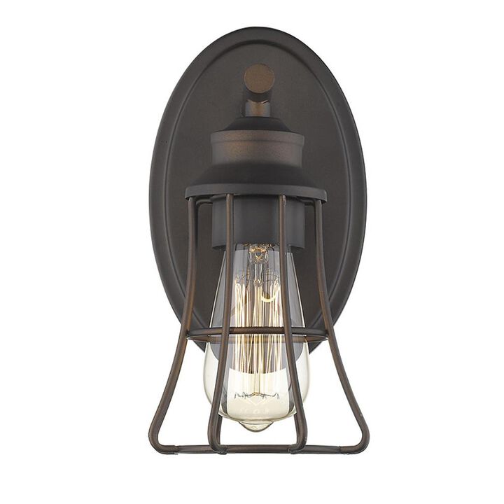 Hivvago One Light Bronze Cage Wall Light