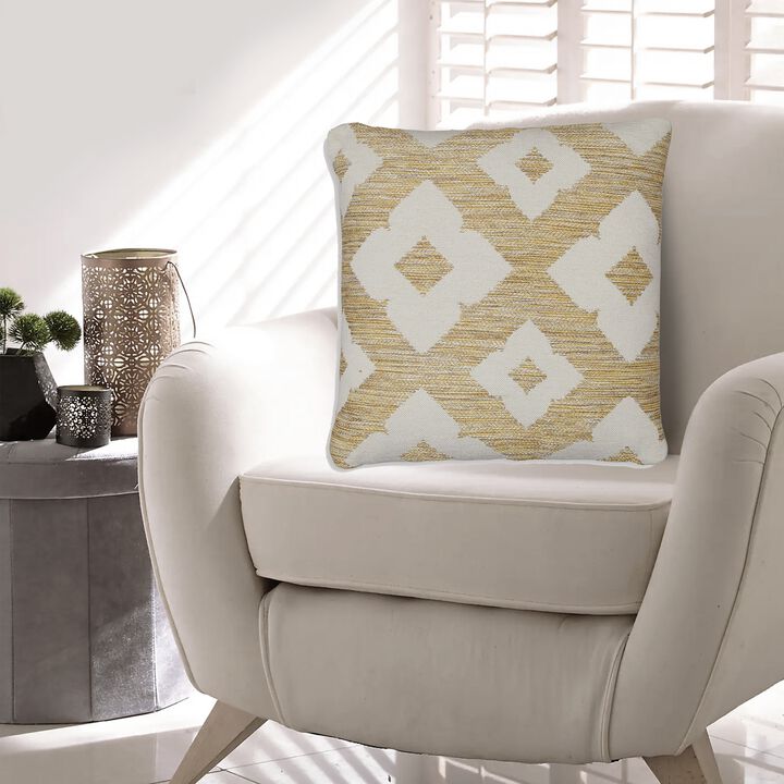 Neyr 18 Inch Throw Pillow Set of 4, Indoor Outdoor, Yellow White Floral - Benzara