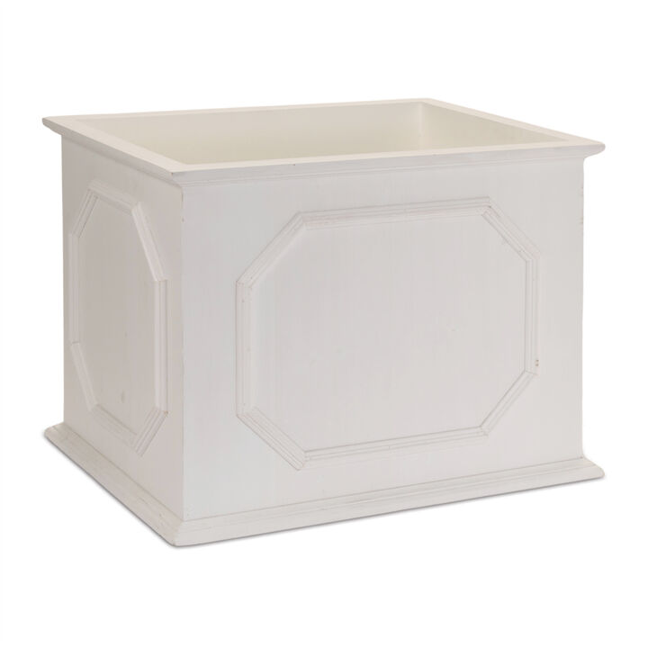 HomeRoots Set of Three White Wood Geometric Rectangular Planter Boxes