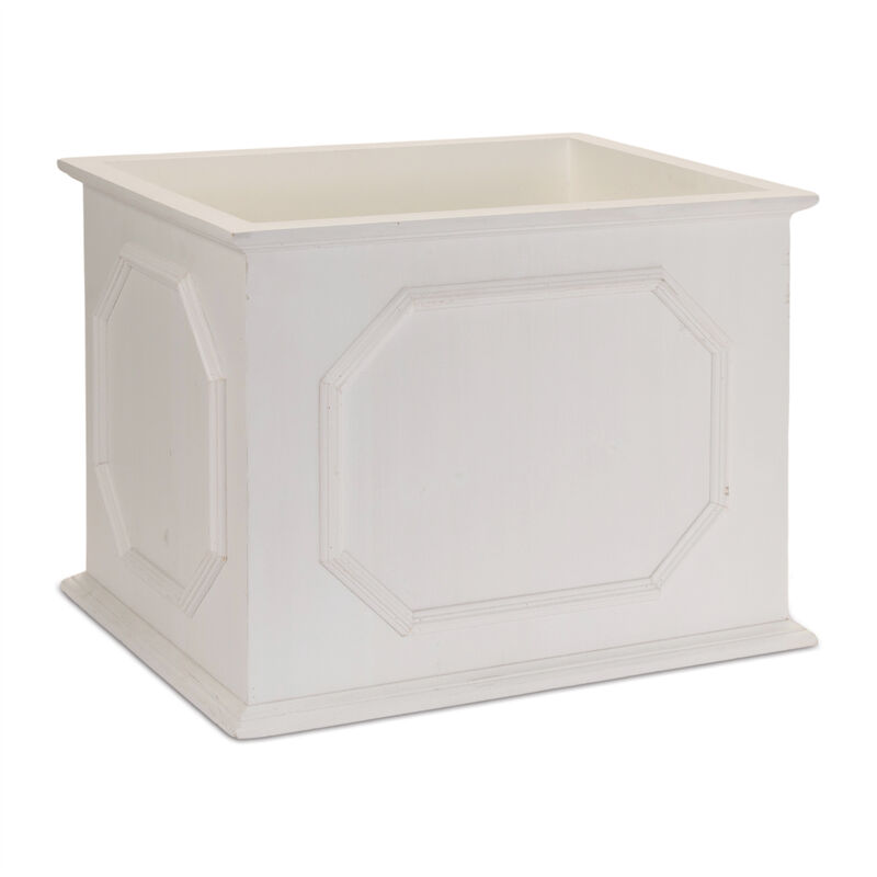 HomeRoots Set of Three White Wood Geometric Rectangular Planter Boxes image number 1