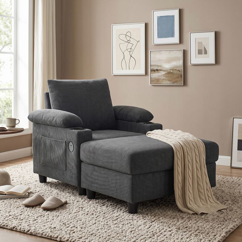 Smabu Accent Chair and Storage Ottoman Set image number 1