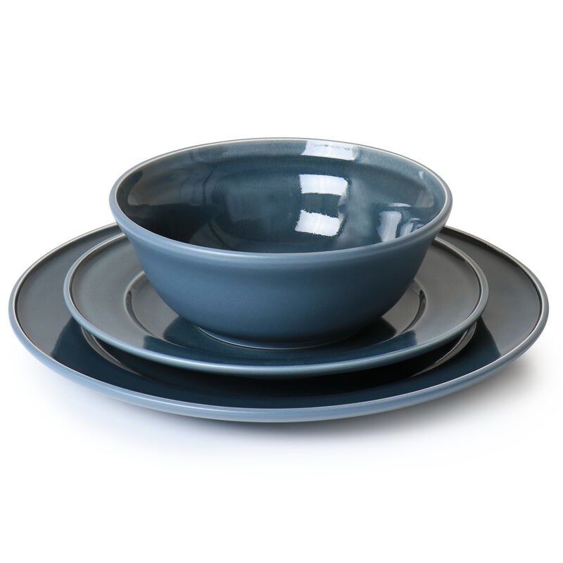 Martha Stewart 12 Piece Speckle Glaze Stoneware Dinnerware Set in Blue