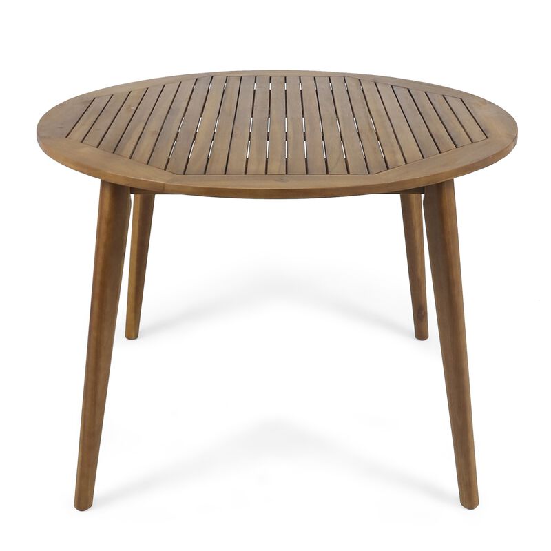 Ambre Dining Table, 47 Inch Round Tabletop, Brown Acacia Wood Finish