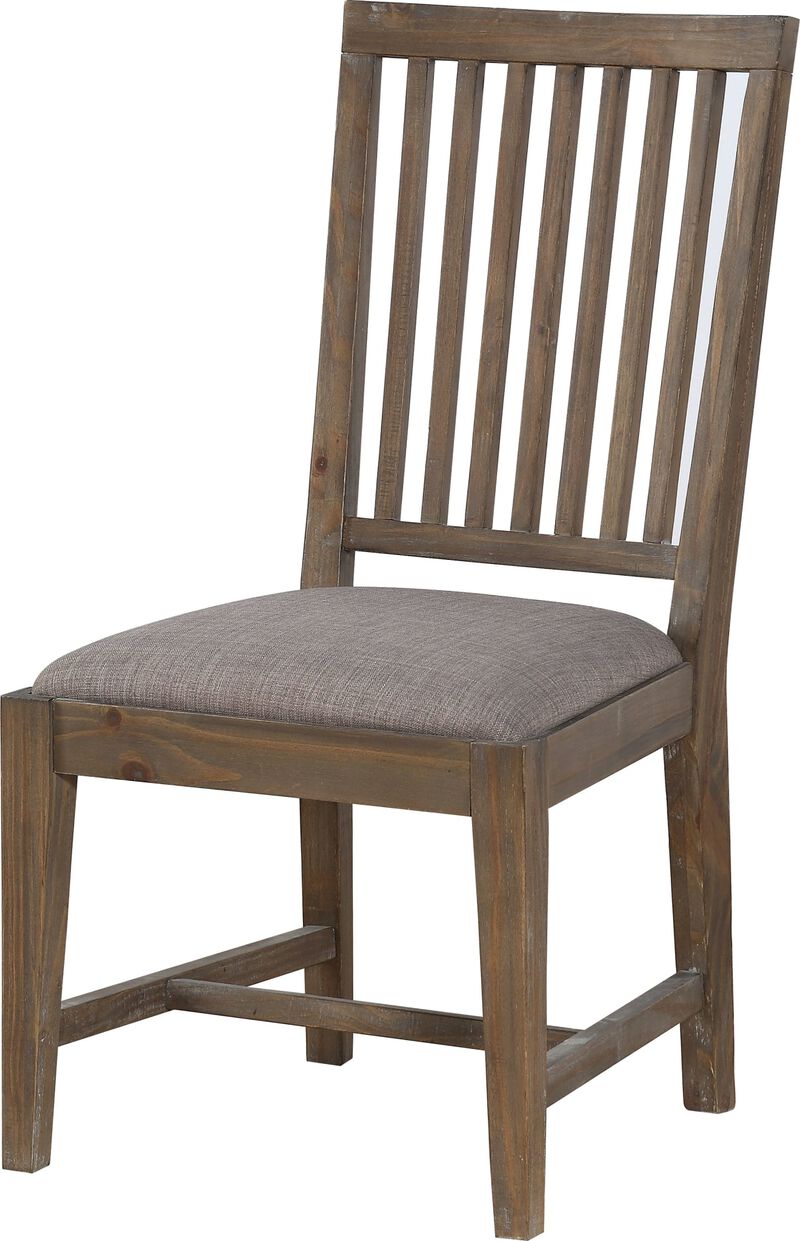 Autumn Solid Wood Upholstered Dining Chair in Flint Oak - Set of 2