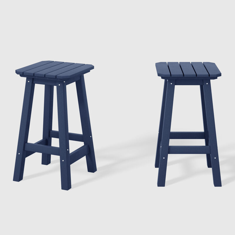 WestinTrends 24" HDPE Outdoor Patio Counter High Backless Square Bar Stools Set of Two image number 0