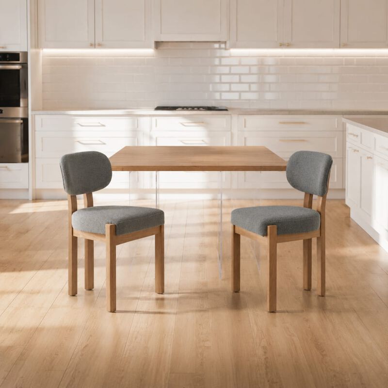 GOODSILO Mid-Century Modern Upholstered Wooden Dining Chairs Set of 2, Sturdy Space-Saving Seating for Kitchen and Dining Room Small Spaces image number 3