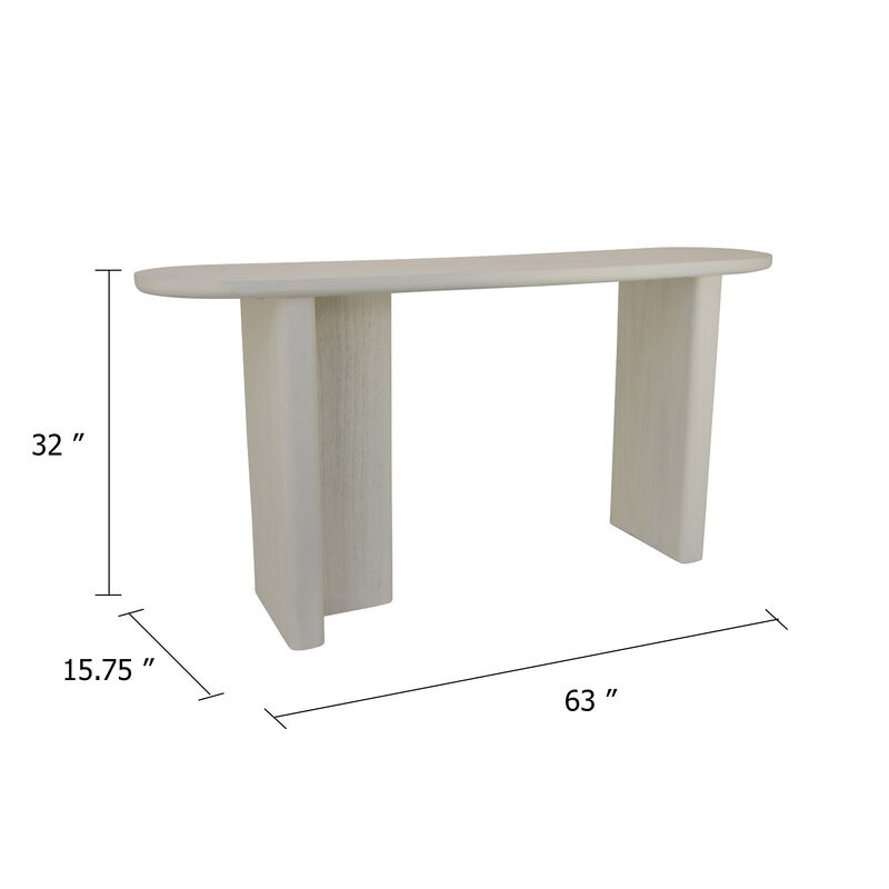 Console Table, White Wood, 63 Inch Rectangular Top with Minimalist Legs image number 5