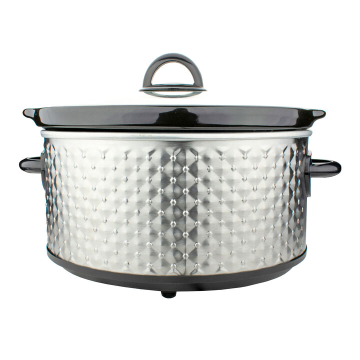 Brentwood 3.5 Quart Diamond Pattern Slow Cooker in Stainless Steel