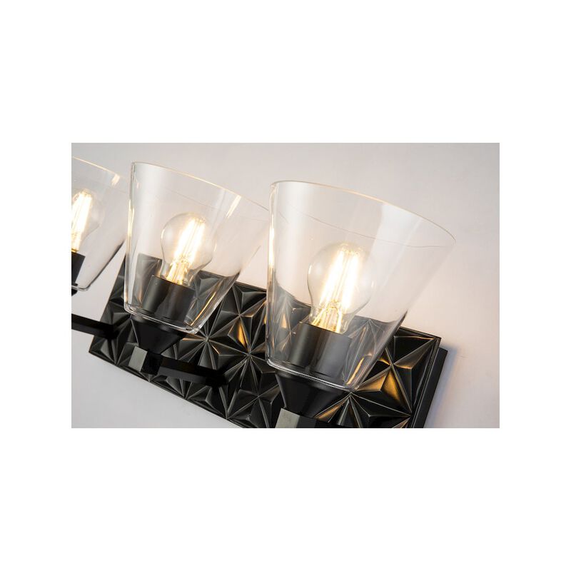 Lucas McKearn Alpha 3 Light Vanity Light With Glass in Matte Black