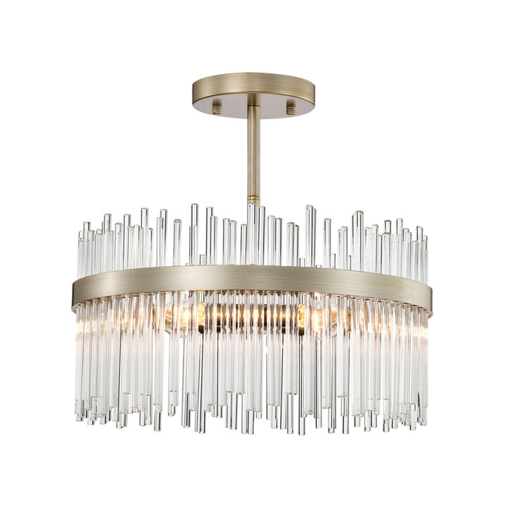Alda 4-light Brushed Silver-ish Champagne Clear Glass Bars Flush Mount