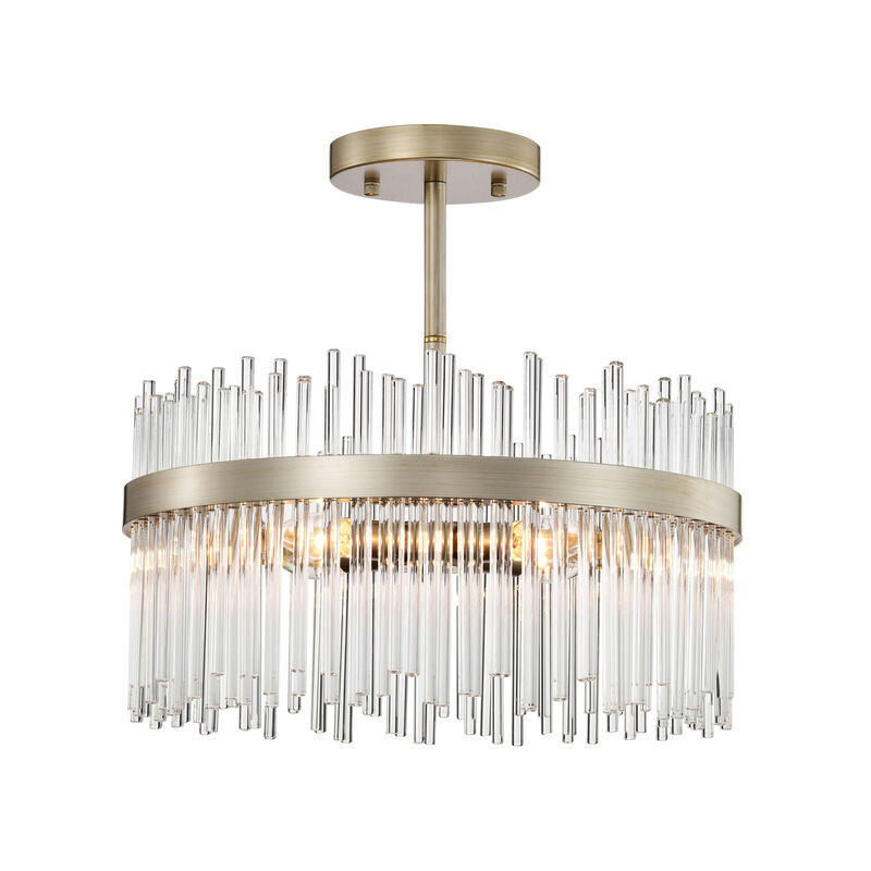 Alda 4-light Brushed Silver-ish Champagne Clear Glass Bars Flush Mount image number 0