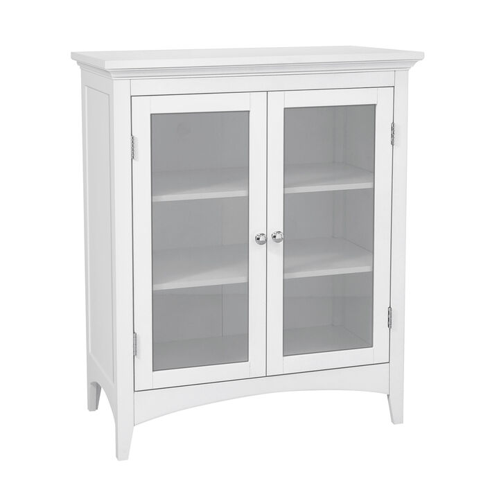 Teamson Home Madison Wooden Floor Cabinet with 2 Glass Doors, White