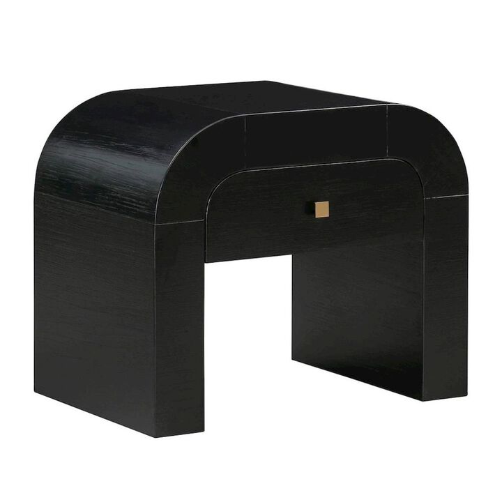 Starlight Canyon Home Black Nightstand With 1 Drawer And Rounded Frame, Small Bedside Table Design