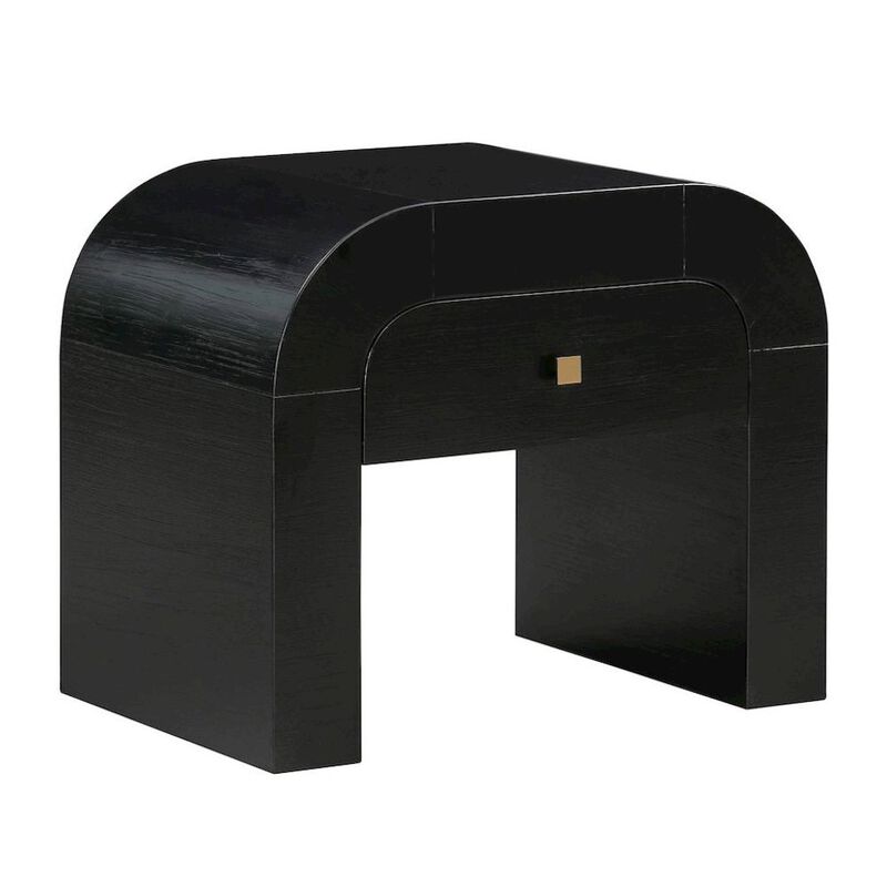 Starlight Canyon Home Black Nightstand With 1 Drawer And Rounded Frame, Small Bedside Table Design
