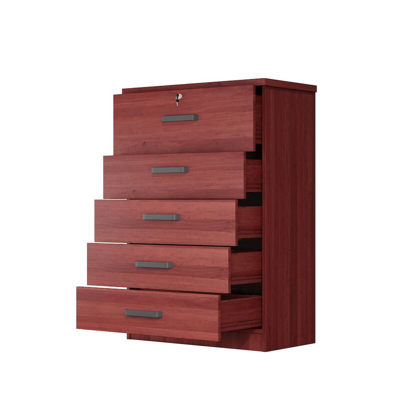Jumbo 5 Drawers Chest in Mahogany Color