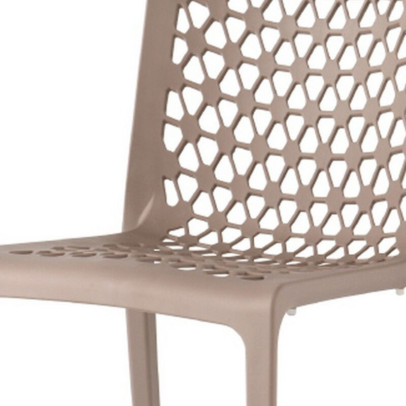 HomeRoots Set of Two Gray Heavy Duty Plastic Outdoor Stacking Dining Chairs image number 3