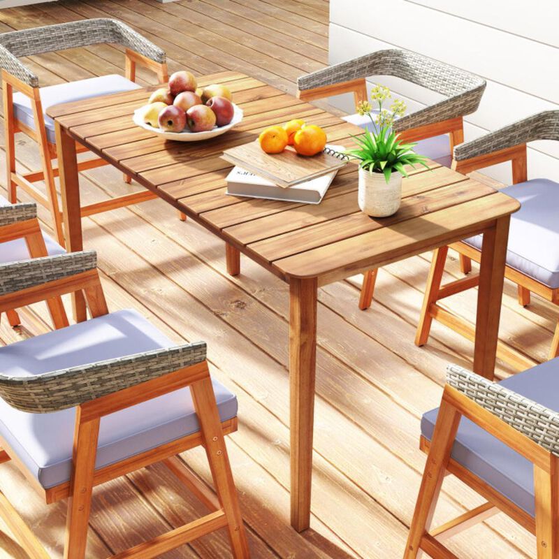 Hivvago Rectangular Outdoor Dining Table Acacia Wood for 4-6 People