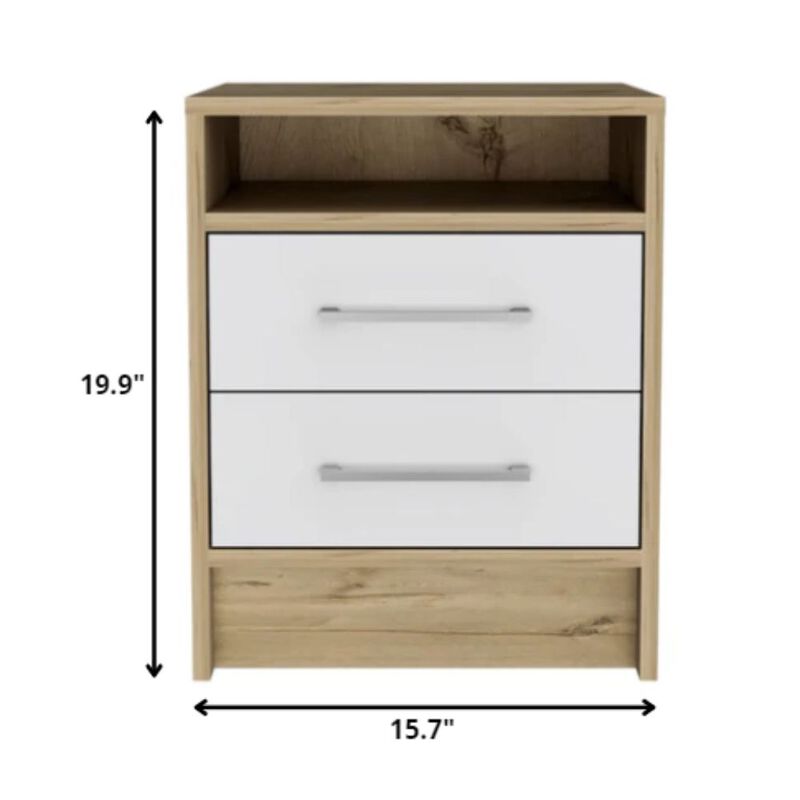 Homezia Sophisticated and Stylish White and Light Oak Nightstand image number 4