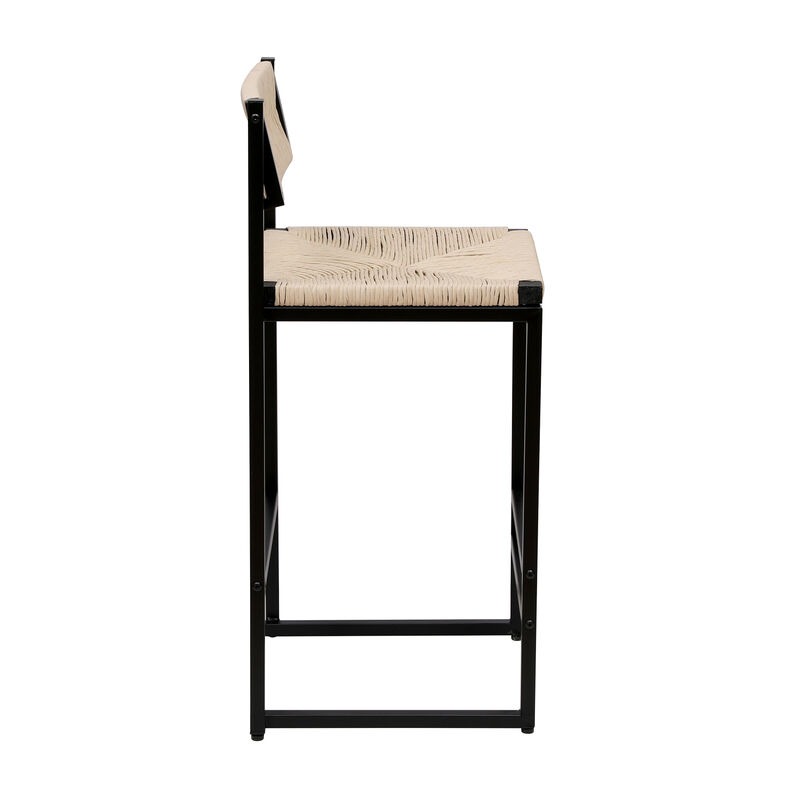 Streamdale Creamy White Paper Rope Bar Stools Set of 2 image number 6