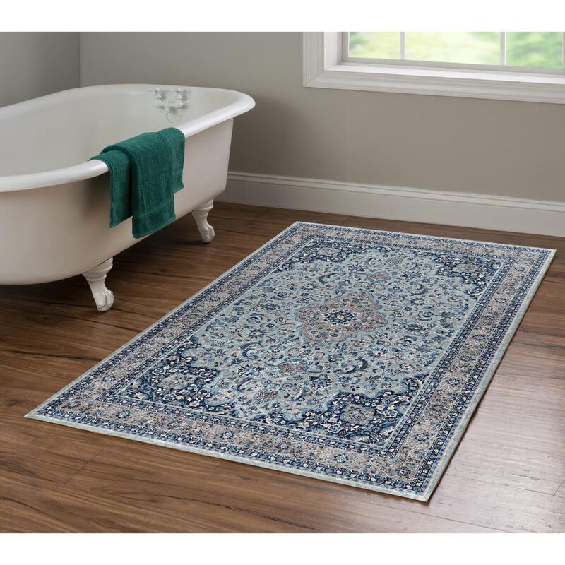 Linon Emerald Barton Blue & Ivory, Rug image number 4