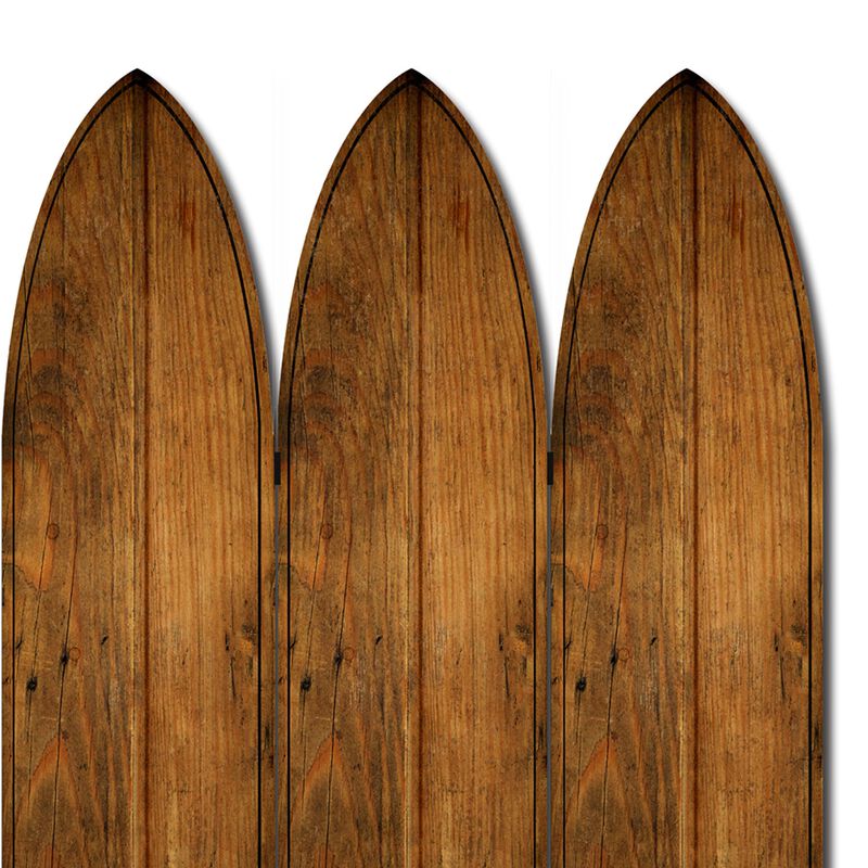 Plank Style Surfboard Shaped 3 Panel Wooden Room Divider, Brown-Benzara