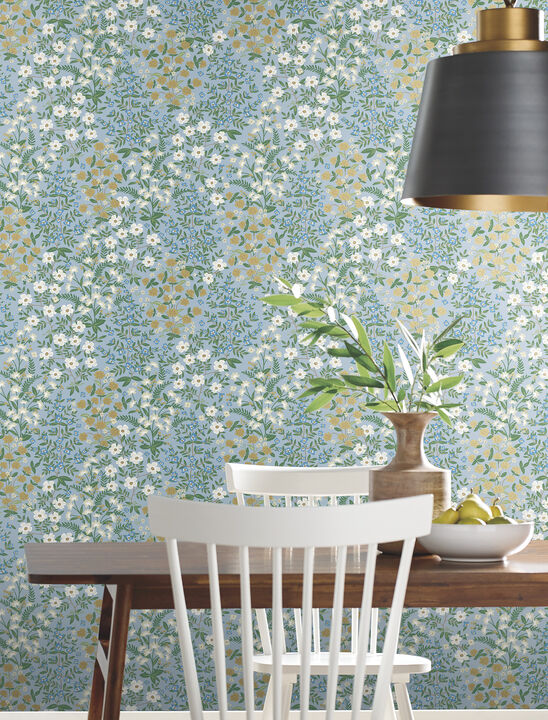 Wildwood Garden Blue & White Wallpaper