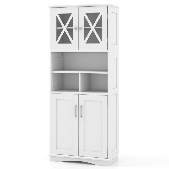 Large Bathroom Storage Cabinet with Acrylic Doors and 3 Open Compartments