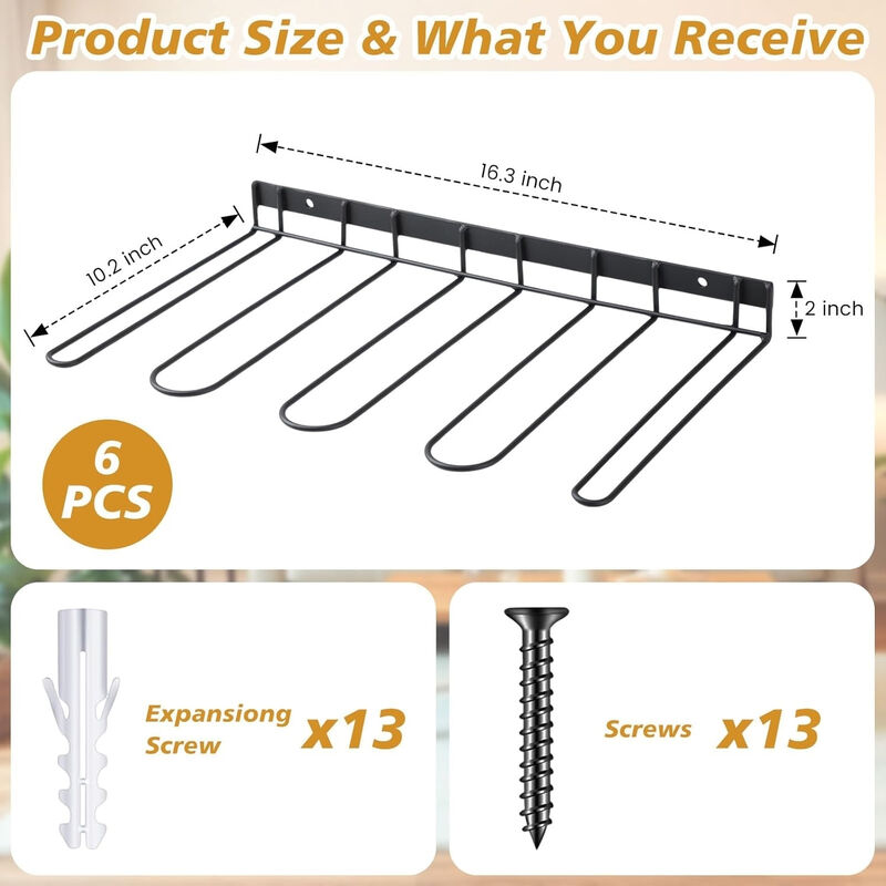 Entryway Metal Shoe Organizer Closet Storage 6 Pack Wall Mounted image number 2