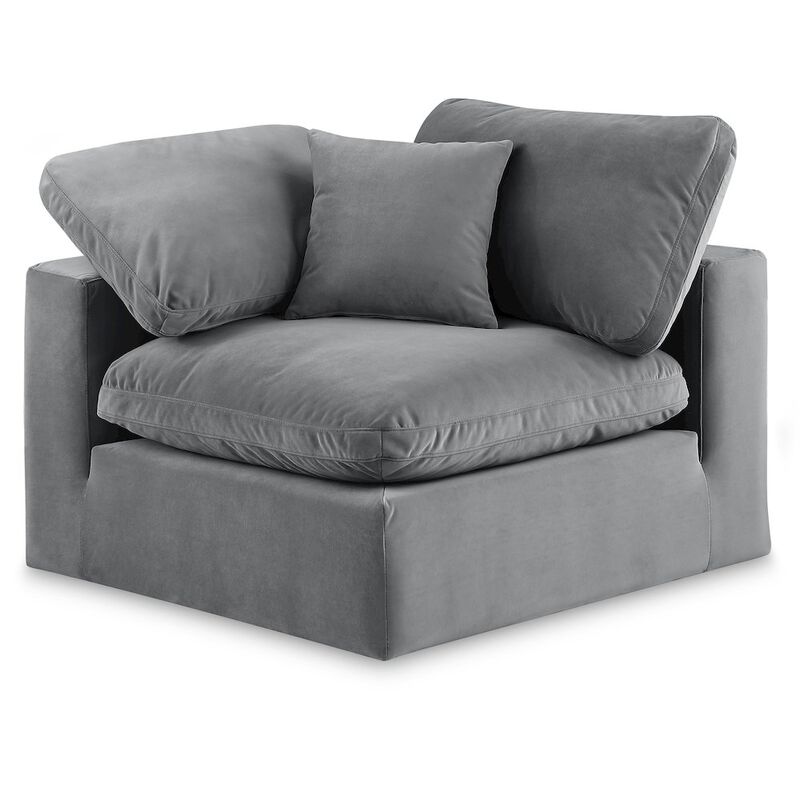 Meridian Furniture Comfy Grey Velvet Modular Corner Chair