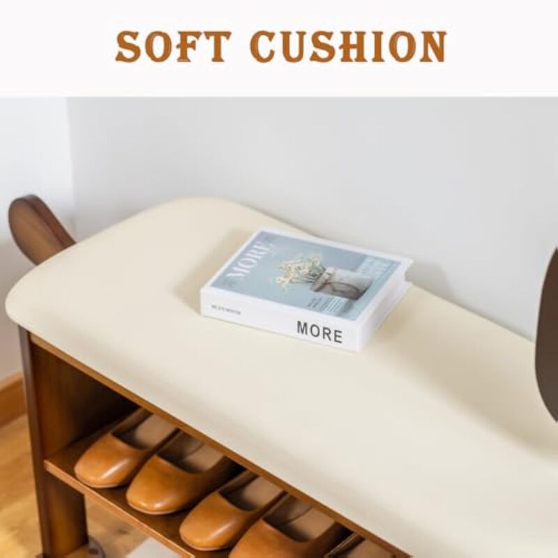 Entryway Wood Shoe Storage Bench 2 Tier 62 Inch Puppy Solid image number 3