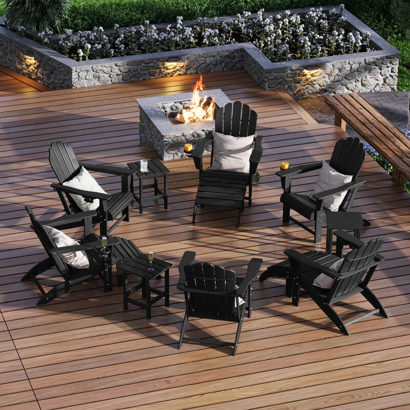 WestinTrends 12-Piece HDPE Outdoor Patio Furniture Adirondack Chair Conversation Table Set
