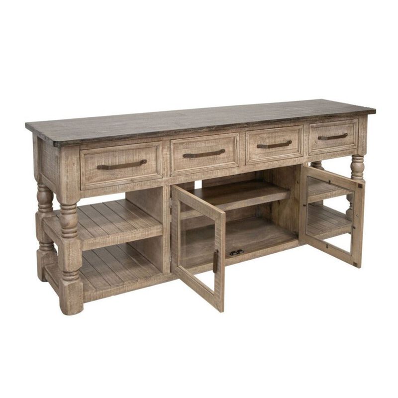 Crafters and Weavers Aria Solid Wood TV Stand - 78.75