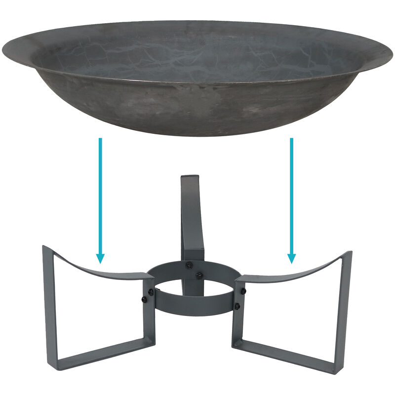 Sunnydaze 24 in Modern Cast Iron Fire Pit Bowl with Stand - Black