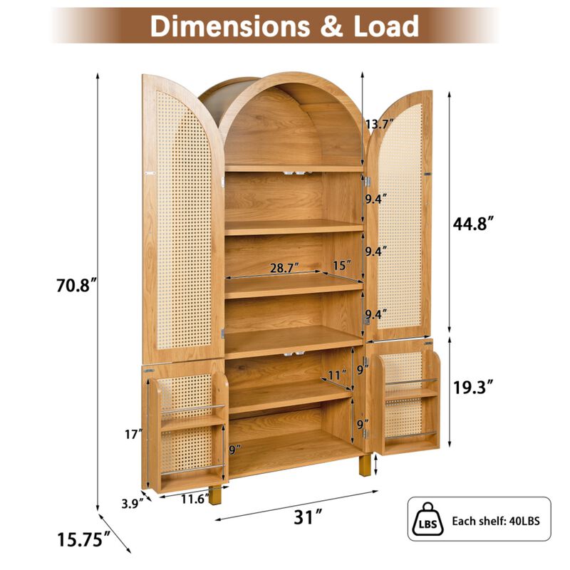 Arched Rattan Door Storage Cabinet image number 9