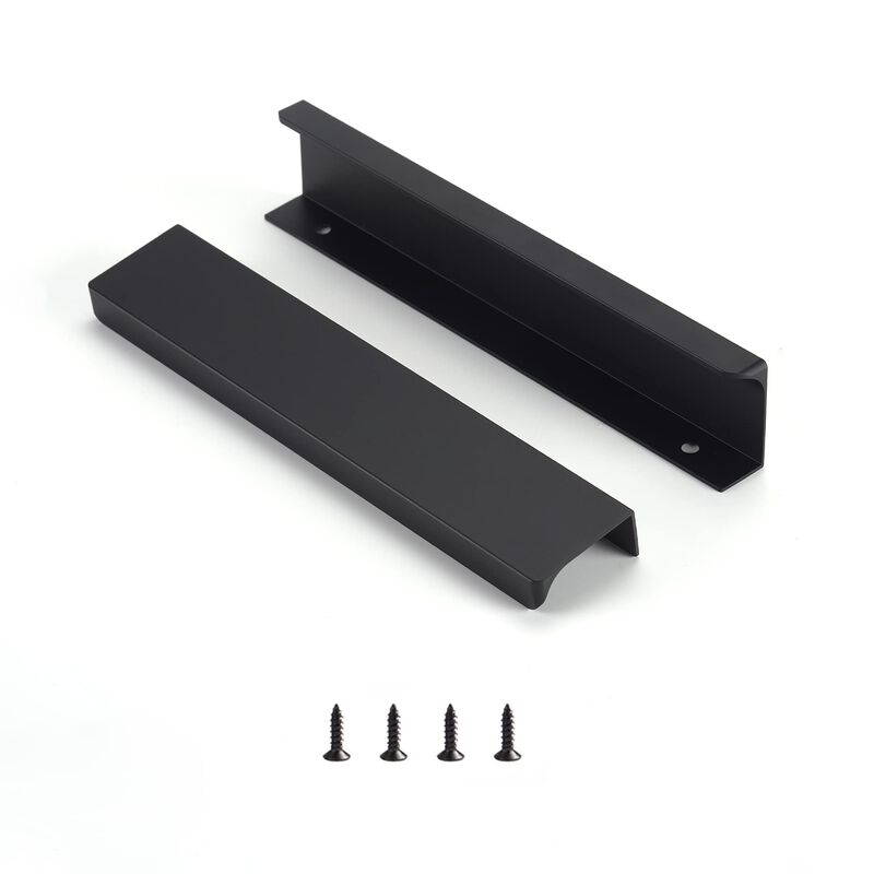 Satanga Black Pack of 2 Edge Finger Pull for Cabinets Kitchen Concealed Aluminum Hidden Bar Pulls Drawer Pulls Easy to Install 7