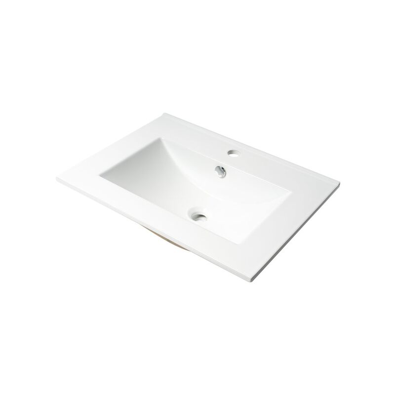 ALFI brand White 25 Rectangular Drop In Ceramic Sink with Faucet Hole