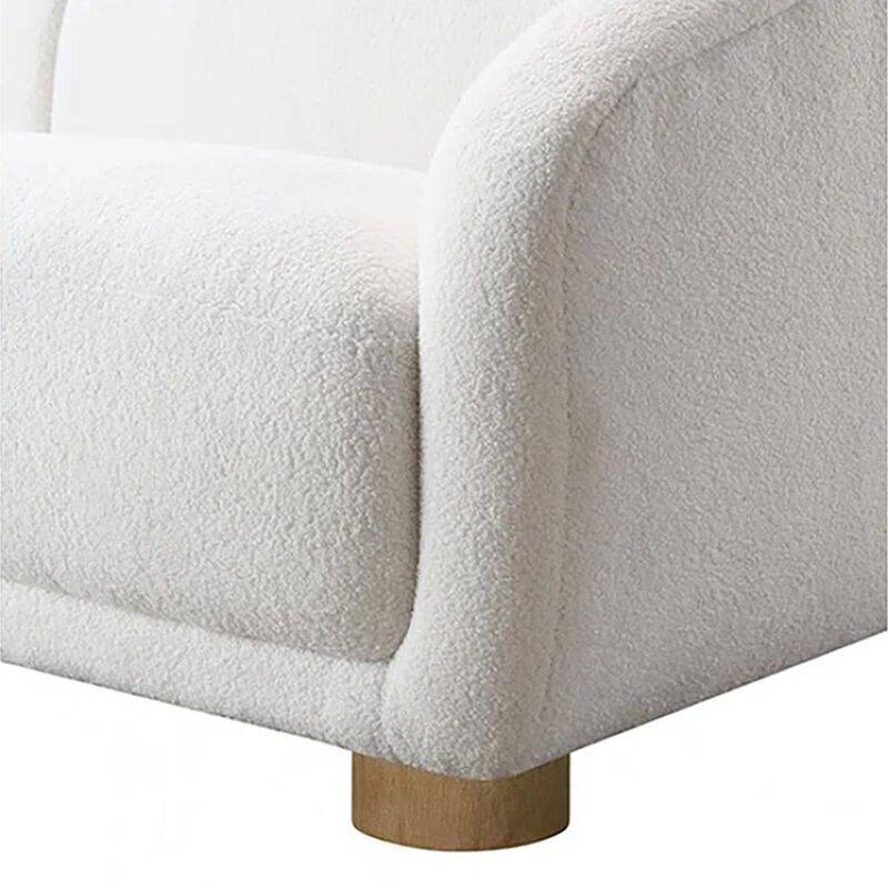 Oliver 2pc Sofa and Loveseat Set, Round Sloped Arms, Soft White Boucle - Benzara