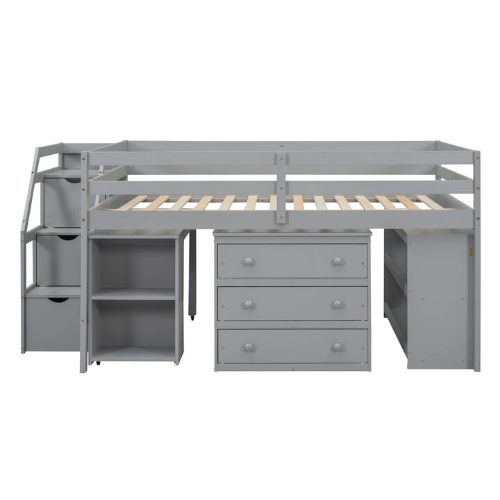 Merax Loft Bed with Writing Desk and 3 Drawers