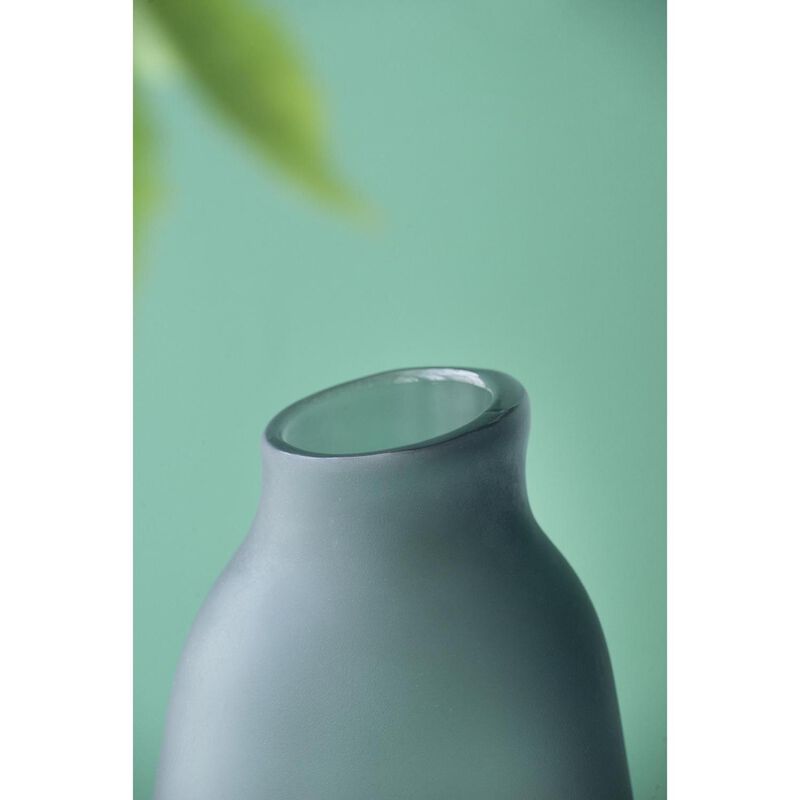 HomeRoots 17" Charcoal And Orange Ombre Glass Table Vase image number 2
