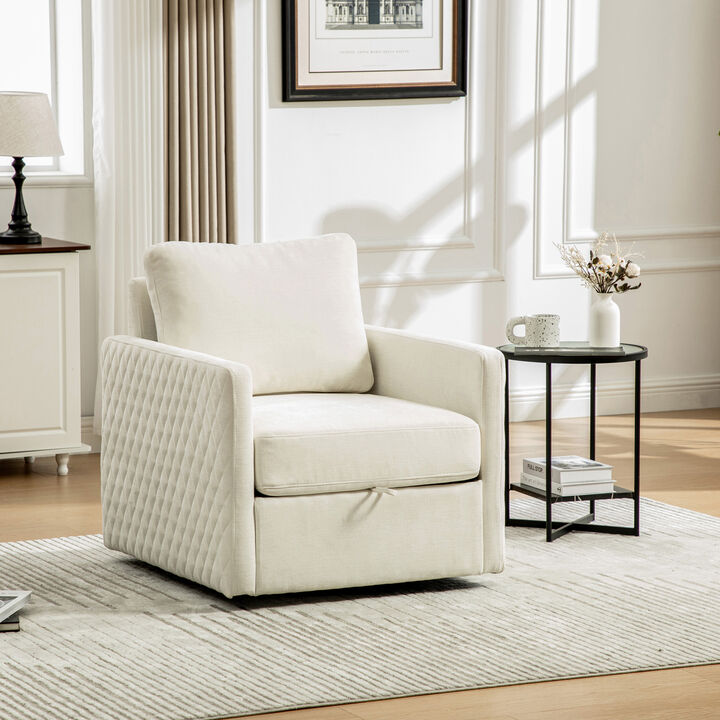 GOODSILO Modern 360-Degree Swivel Armchair with Hidden Storage and Tufted Accents for Versatile Seating