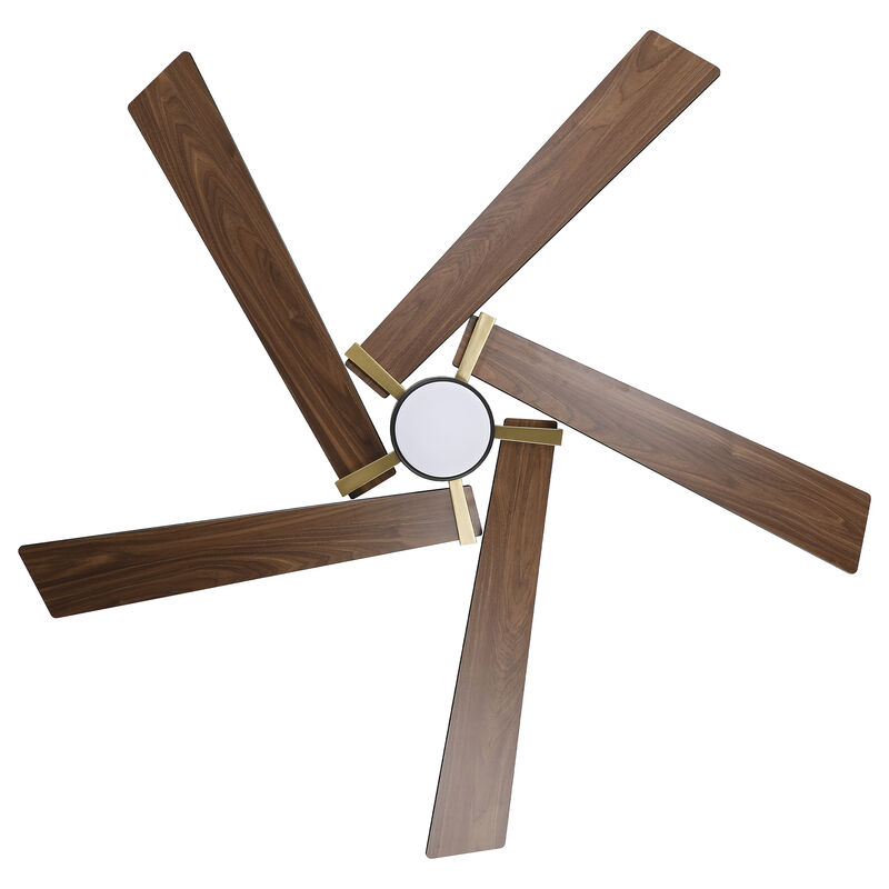 60" Modern Industrial Black Reversible Dimmable 5 Aero Blades Ceiling Fan with Light and Remote image number 7