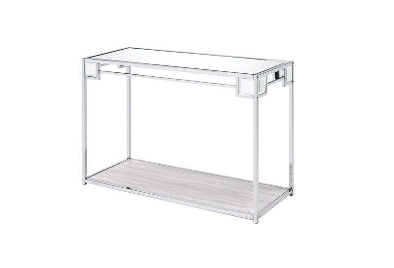 ACME Asbury Console Table, Mirrored, Chrome