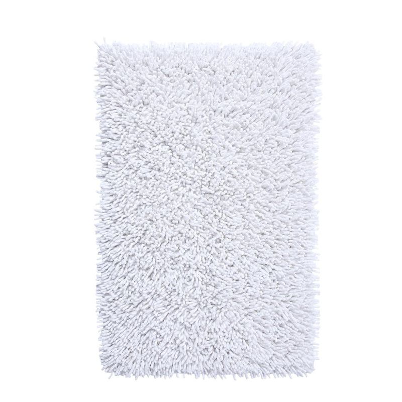 Knightsbridge Chenille Shaggy 220 GSF Non Skid Back Bath Rug 17 x 24 - White