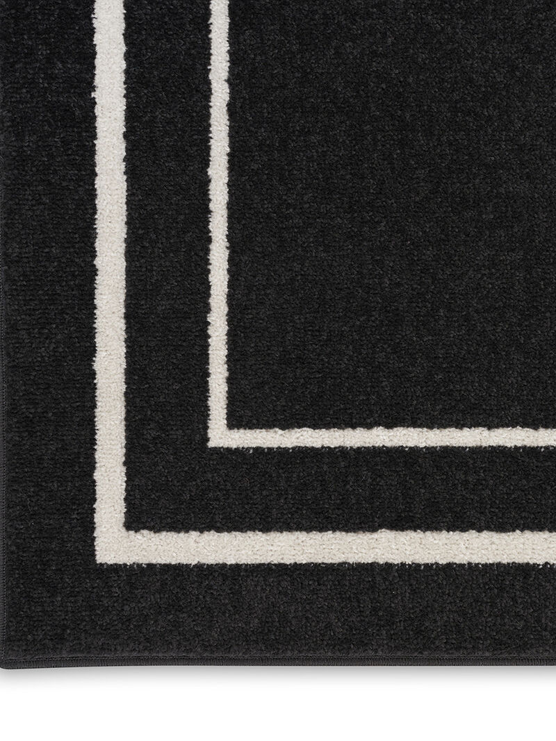 Nourison Essentials NRE02 Black/Ivory 5' x Square Rug image number 4