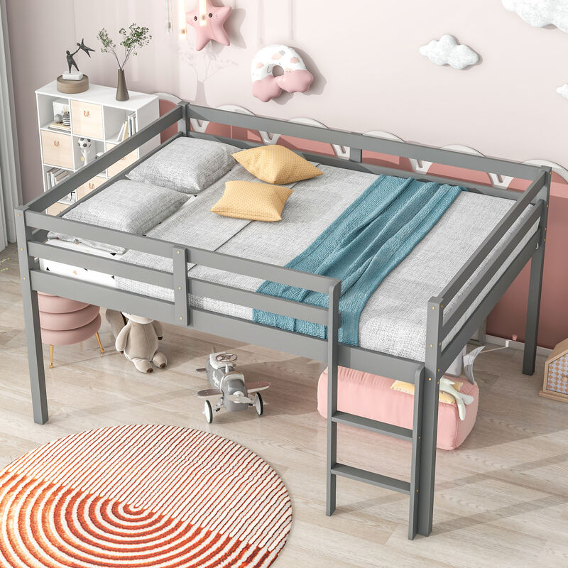 Full Loft Bed, Grey