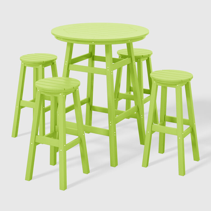 WestinTrends 5-Piece HDPE Outdoor Patio Dining Bar Bistro Table Set with Bar Stools