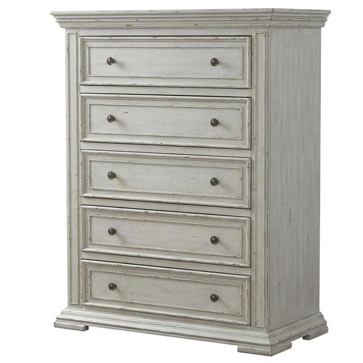 Liberty Furniture Big Valley 5 Drawer Chest in Whitestone w/ Heavy Distressing