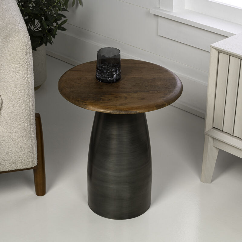 Otto 18" Modern Rustic Round Wood/Metal Accent Table